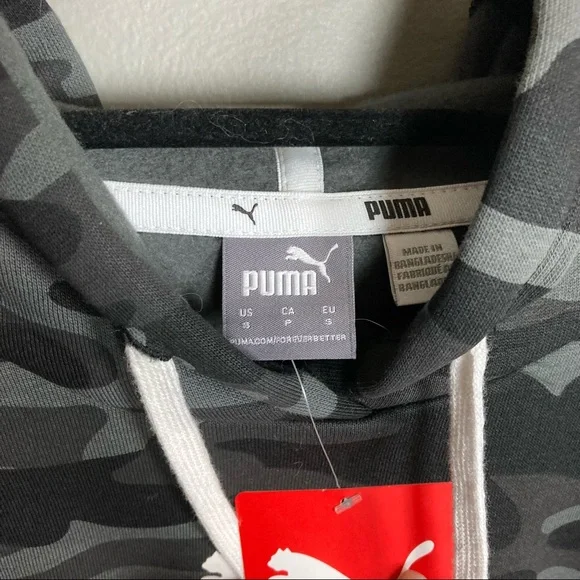 NWT Puma Logo Hoodie Grey Camo Small cotton blend - Picture 4 of 10